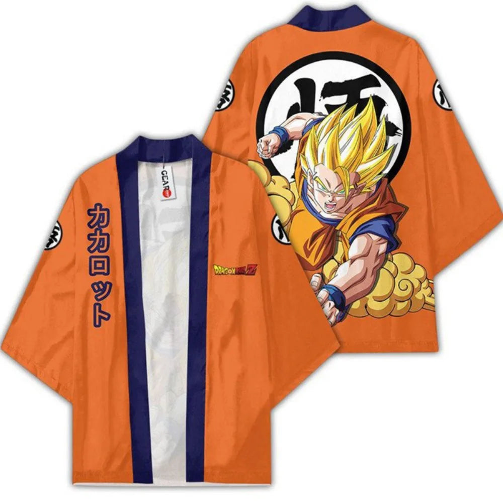 Dragon Ball Son Goku Cosplay Kimono - Casual Cape for Adults & Kids - Kakarotto Print Thin Robe - Perfect Anime Clothing Gift