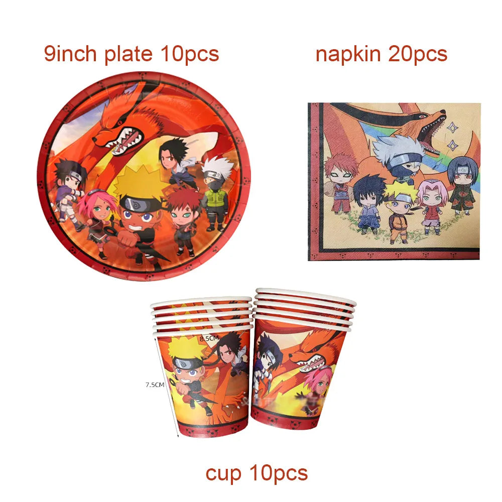 Naruto-Themed Birthday Party Kit - Custom Disposable Tableware, Banner & Studio Props - Perfect for Anime-Themed Celebrations & Baby Showers