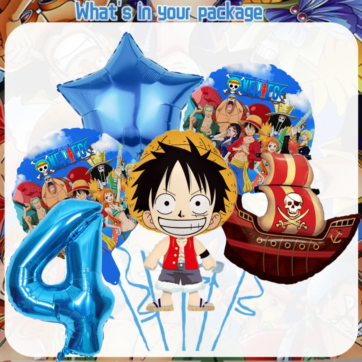 One Piece Birthday Party Supplies - Luffy & Zoro Themed Decorations - Complete Disposable Tableware Set with Tablecloth, Cups, Plates, Balloons