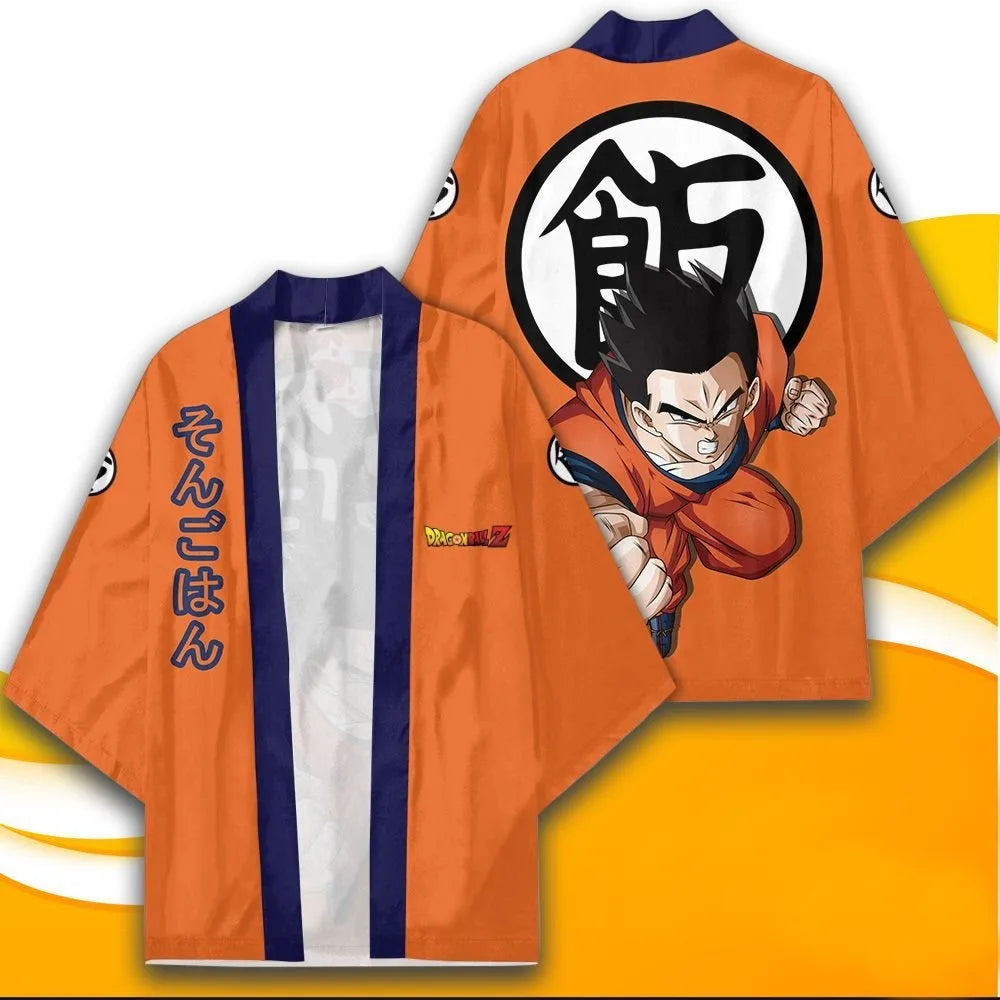 Dragon Ball Son Goku Cosplay Kimono - Casual Cape for Adults & Kids - Kakarotto Print Thin Robe - Perfect Anime Clothing Gift