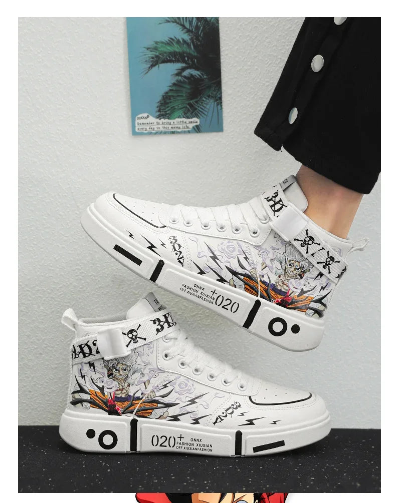 2024 Autumn One Piece High-Top Skateboard Shoes - Fashion White Casual Sneakers for Men & Women