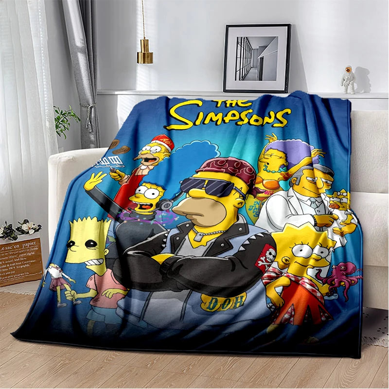 2025 New The Simpsons Cartoon Flannel Blanket - Soft, Comfortable Throw for Beds, Sofas, and Home - Perfect for Kids and Bedrooms