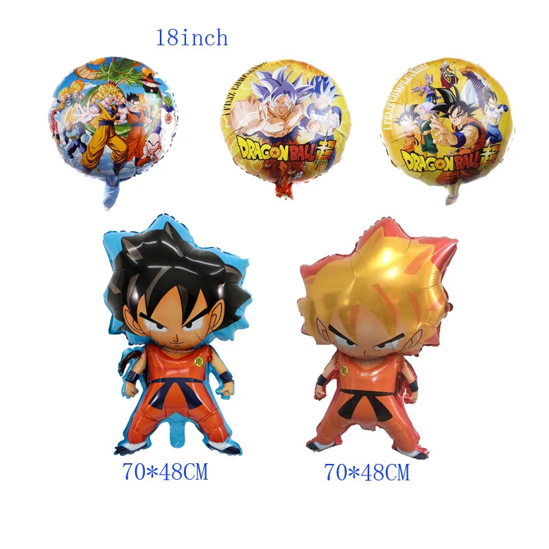 Anime Dragon Ball Birthday Party Decor Set - Includes Latex & Dragon Foil Balloons, Photo Backdrop Banner, Cake Topper - Perfect for Baby Showers & Celebrations