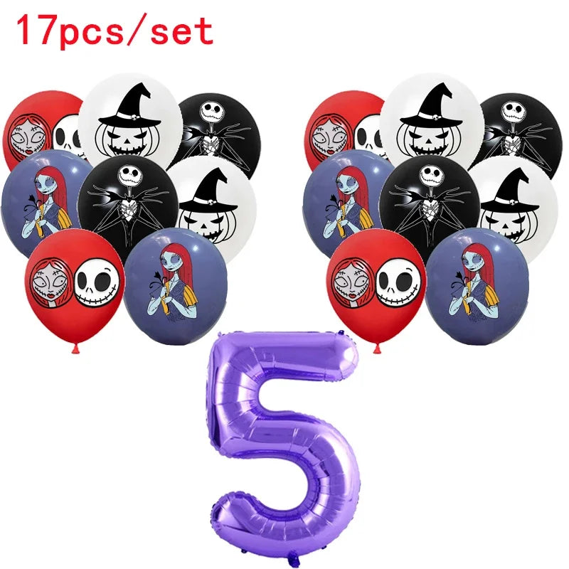 The Nightmare Before Christmas Party Supplies - Jack Skellington Theme Birthday Decorations - Includes Balloons, Banner, Tableware & Halloween Toys