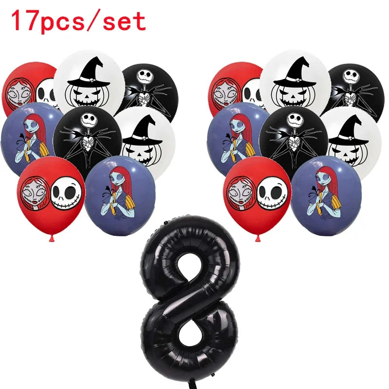 The Nightmare Before Christmas Party Supplies - Jack Skellington Theme Birthday Decorations - Includes Balloons, Banner, Tableware & Halloween Toys