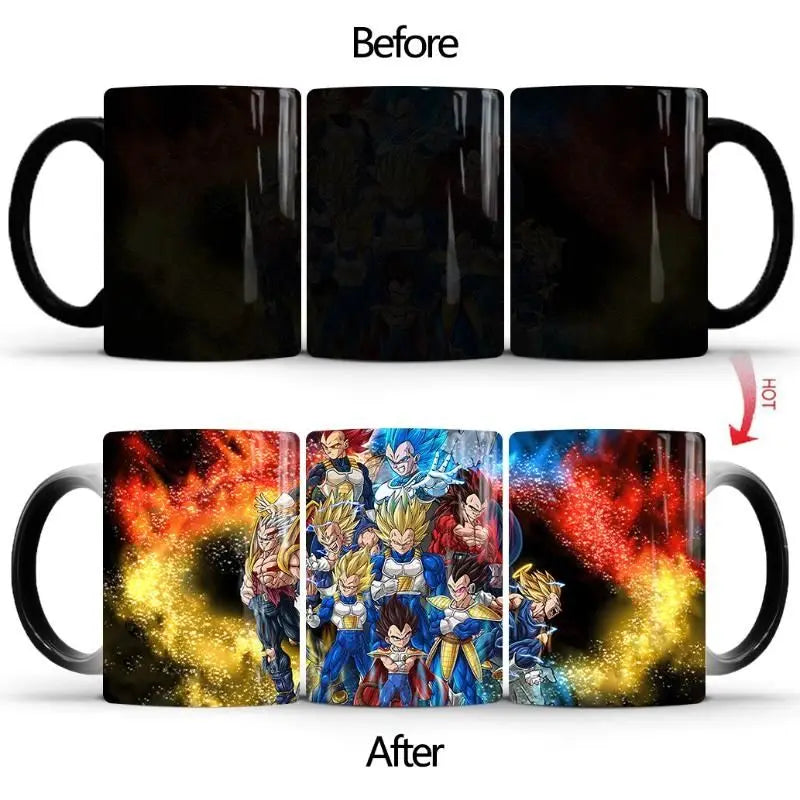 Dragon Ball Z Super GT Heat-Sensitive Color Changing Mug - Goku Cartoon Ceramic Coffee Cup - Creative Birthday Gift for Anime Fans