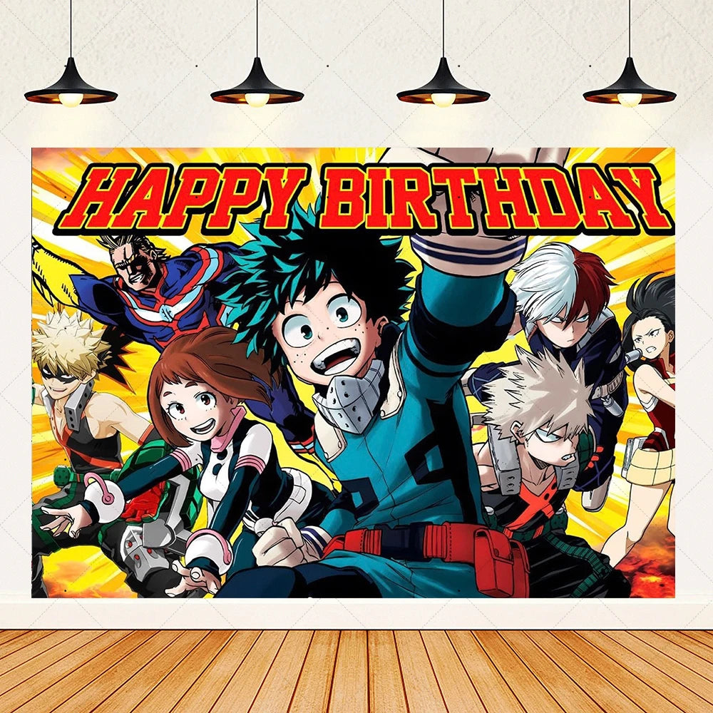 Hot Anime My Hero Academia Theme Kids Birthday Party Digital Balloon Banner Cake Topper Background Decoration Supplies