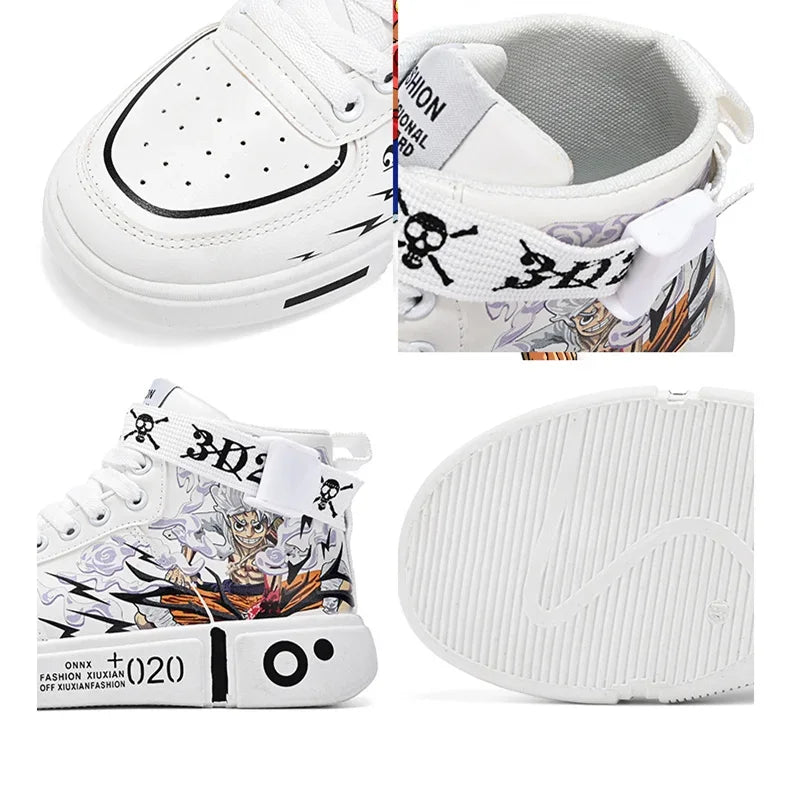 2024 Autumn One Piece High-Top Skateboard Shoes - Fashion White Casual Sneakers for Men & Women