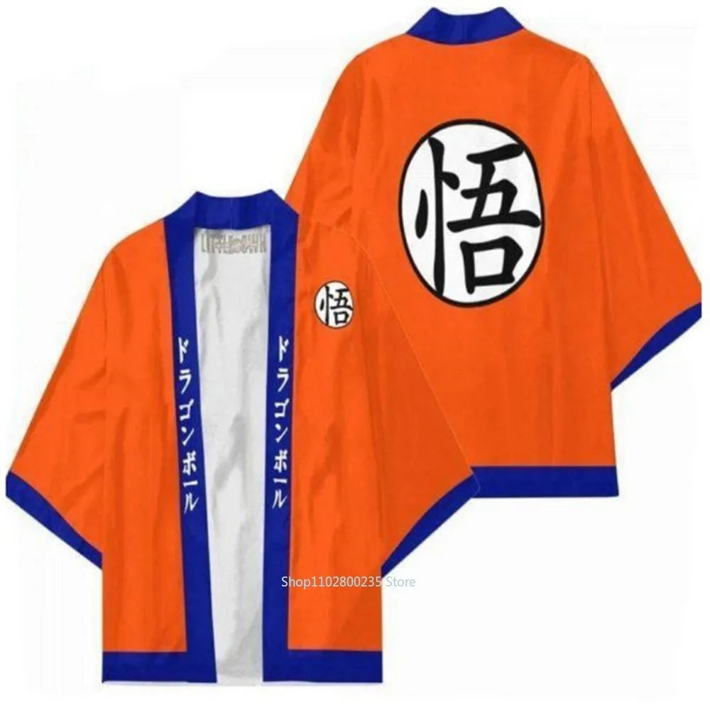 Dragon Ball Son Goku Cosplay Kimono - Casual Cape for Adults & Kids - Kakarotto Print Thin Robe - Perfect Anime Clothing Gift