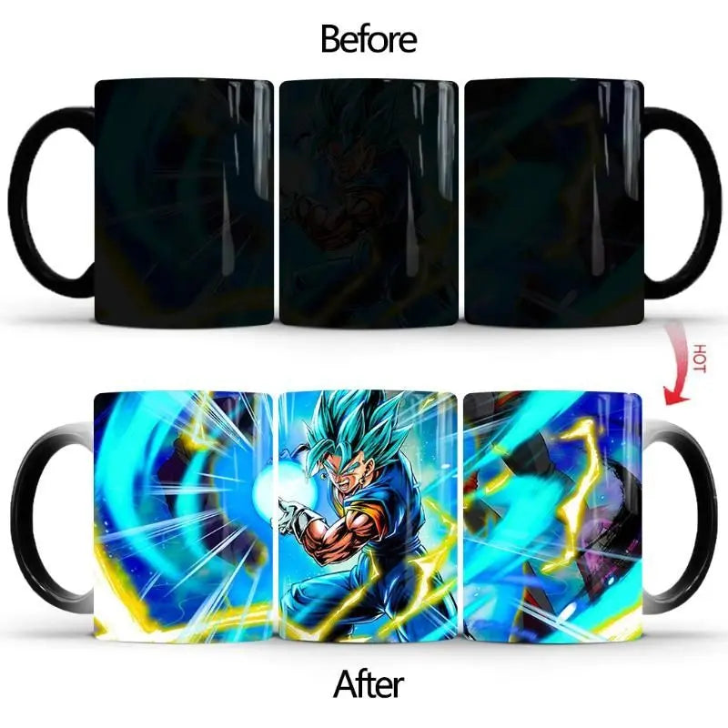 Dragon Ball Z Super GT Heat-Sensitive Color Changing Mug - Goku Cartoon Ceramic Coffee Cup - Creative Birthday Gift for Anime Fans