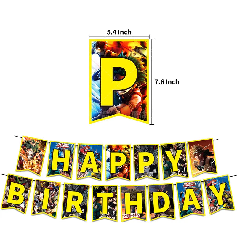 My Hero Academia Party Supplies Set - Includes Balloons, Flags, Cake Toppers - Birthday & Baby Shower Decorations - Kid-Friendly Anime Air Globos