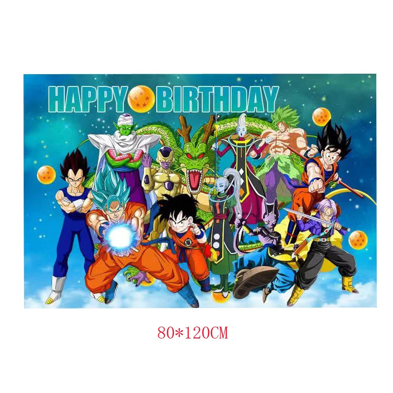 Anime Dragon Ball Birthday Party Decor Set - Includes Latex & Dragon Foil Balloons, Photo Backdrop Banner, Cake Topper - Perfect for Baby Showers & Celebrations