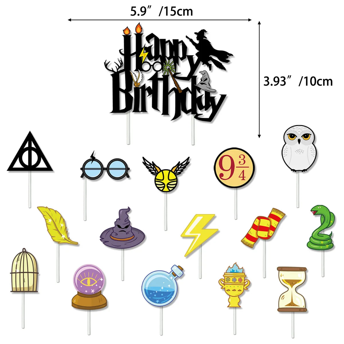 Harry Potter Hogwarts Birthday Party Supplies Set - Disposable Banner, Cake Topper, Hanging Flags & Balloons - Magical Wizard Theme Decorations