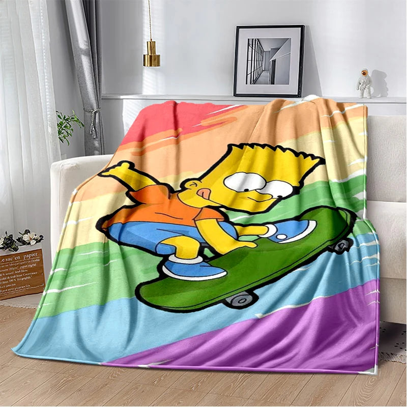 2025 New The Simpsons Cartoon Flannel Blanket - Soft, Comfortable Throw for Beds, Sofas, and Home - Perfect for Kids and Bedrooms