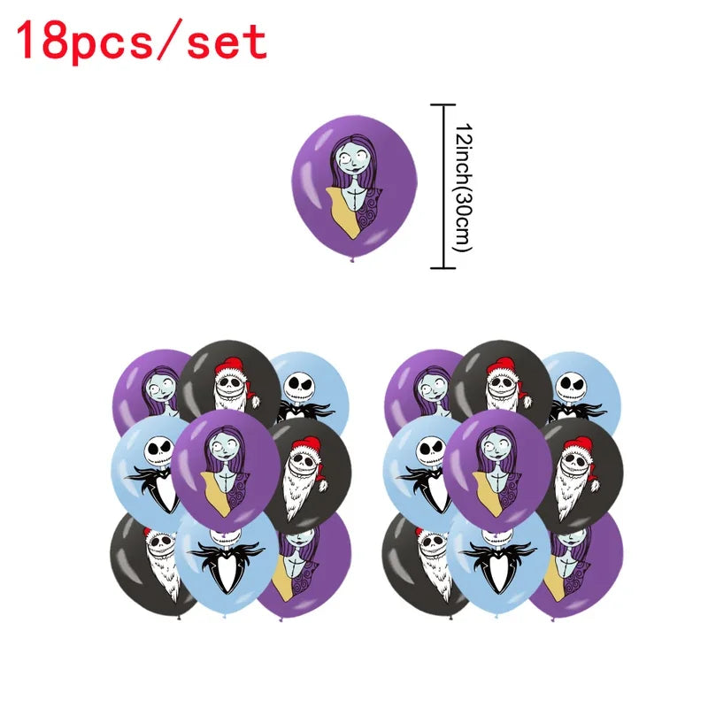 The Nightmare Before Christmas Party Supplies - Jack Skellington Theme Birthday Decorations - Includes Balloons, Banner, Tableware & Halloween Toys