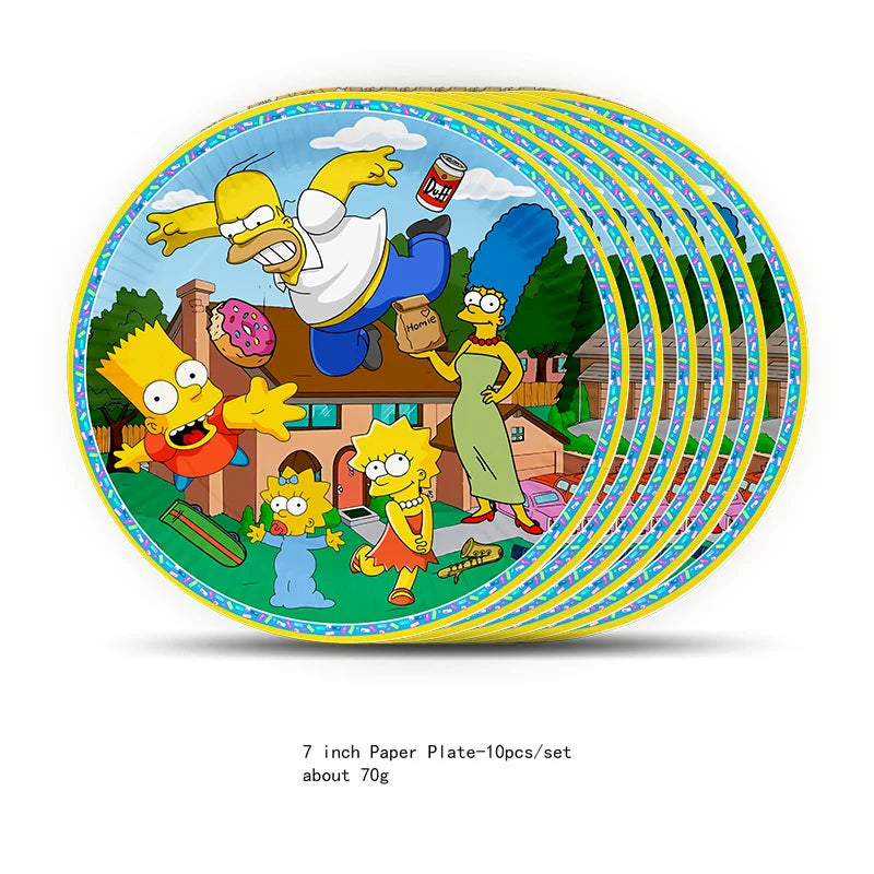 The Simpsons Party Supplies Set for Kids - Birthday Decorations with Disposable Tableware, Tablecloth, Cups, Plates