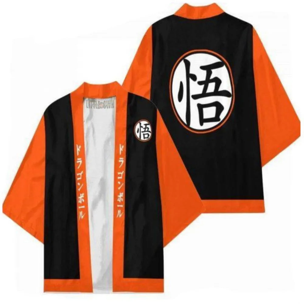 Dragon Ball Son Goku Cosplay Kimono - Casual Cape for Adults & Kids - Kakarotto Print Thin Robe - Perfect Anime Clothing Gift