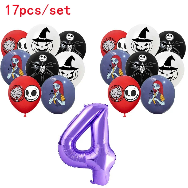 The Nightmare Before Christmas Party Supplies - Jack Skellington Theme Birthday Decorations - Includes Balloons, Banner, Tableware & Halloween Toys