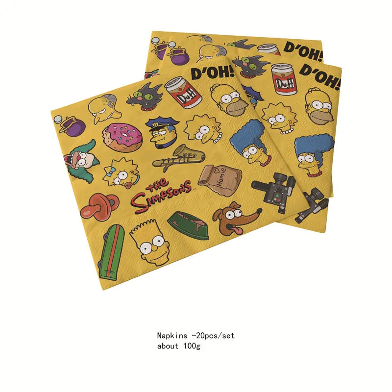 The Simpsons Party Supplies Set for Kids - Birthday Decorations with Disposable Tableware, Tablecloth, Cups, Plates