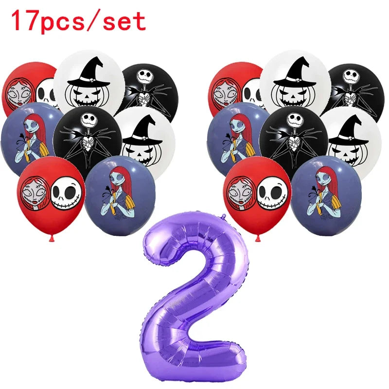 The Nightmare Before Christmas Party Supplies - Jack Skellington Theme Birthday Decorations - Includes Balloons, Banner, Tableware & Halloween Toys