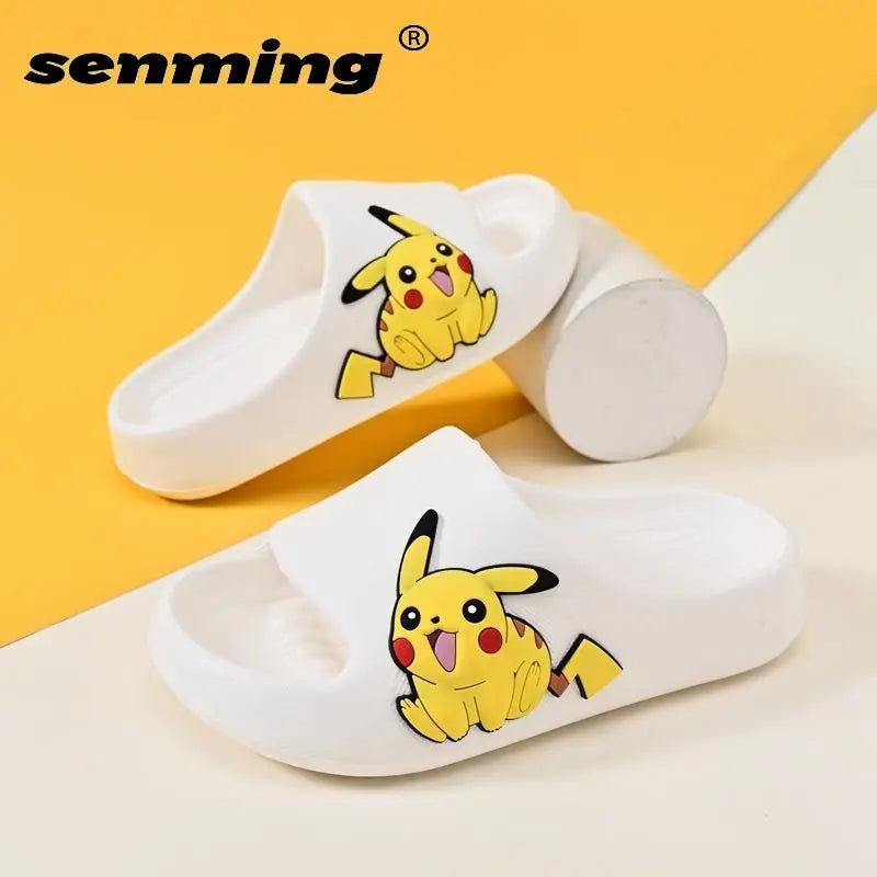 Pikachu Cartoon Non-Slip Slippers - Breathable Soft Bottom Sandals for Children & Adults - Summer Beach Shoes