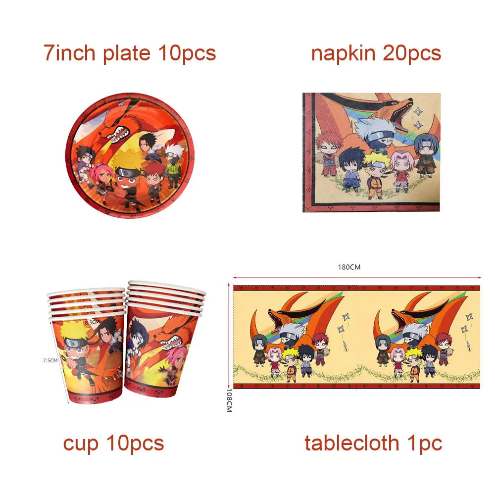 Naruto-Themed Birthday Party Kit - Custom Disposable Tableware, Banner & Studio Props - Perfect for Anime-Themed Celebrations & Baby Showers