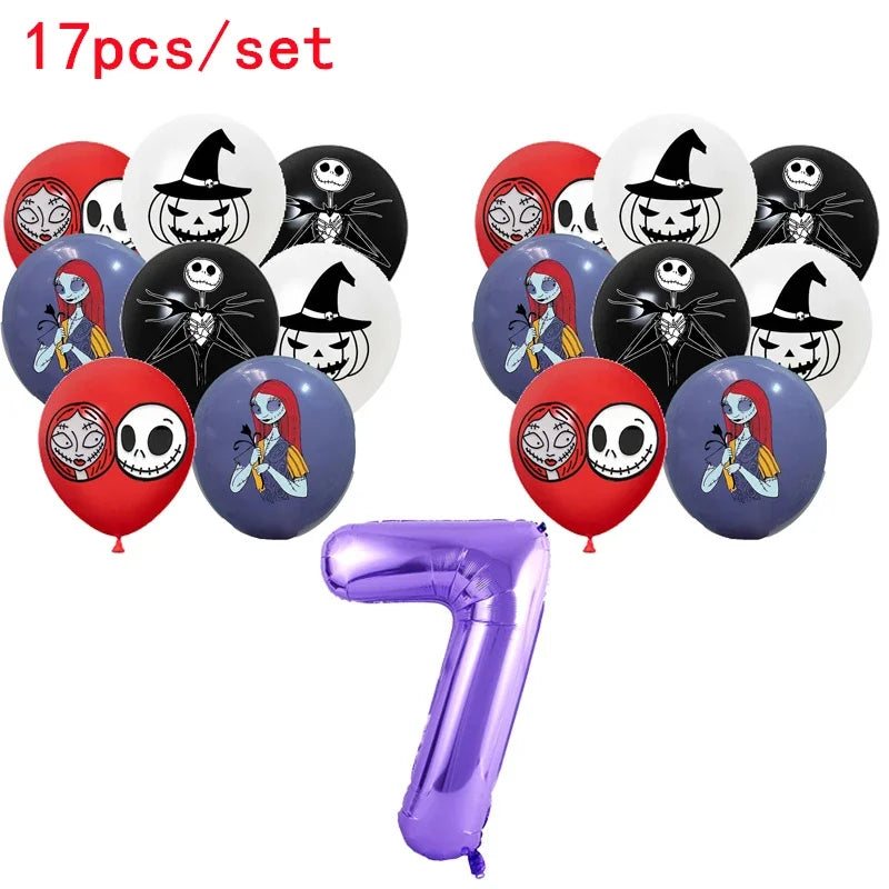 The Nightmare Before Christmas Party Supplies - Jack Skellington Theme Birthday Decorations - Includes Balloons, Banner, Tableware & Halloween Toys