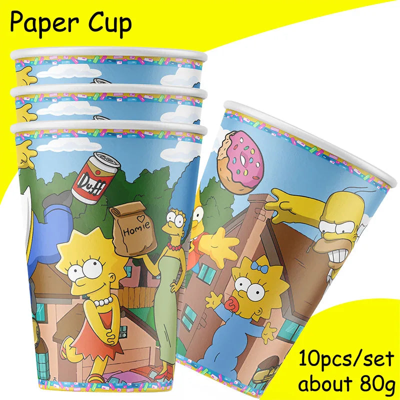 Disney The Simpsons Party Supplies Set - Kids' Birthday & Baby Shower Decorations - Includes Cups, Plates, Napkins - Perfect for Boys & Girls