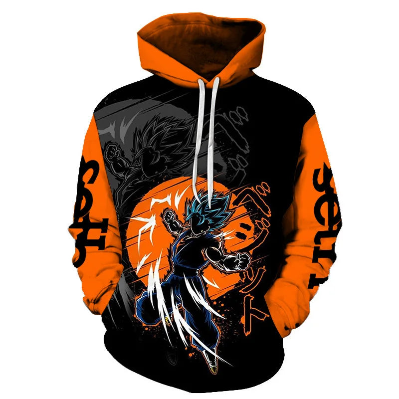 Autumn New Dragon Ball Goku 3D Printed Sweater - Loose, Comfortable Hooded Pullover - Available in Large Sizes