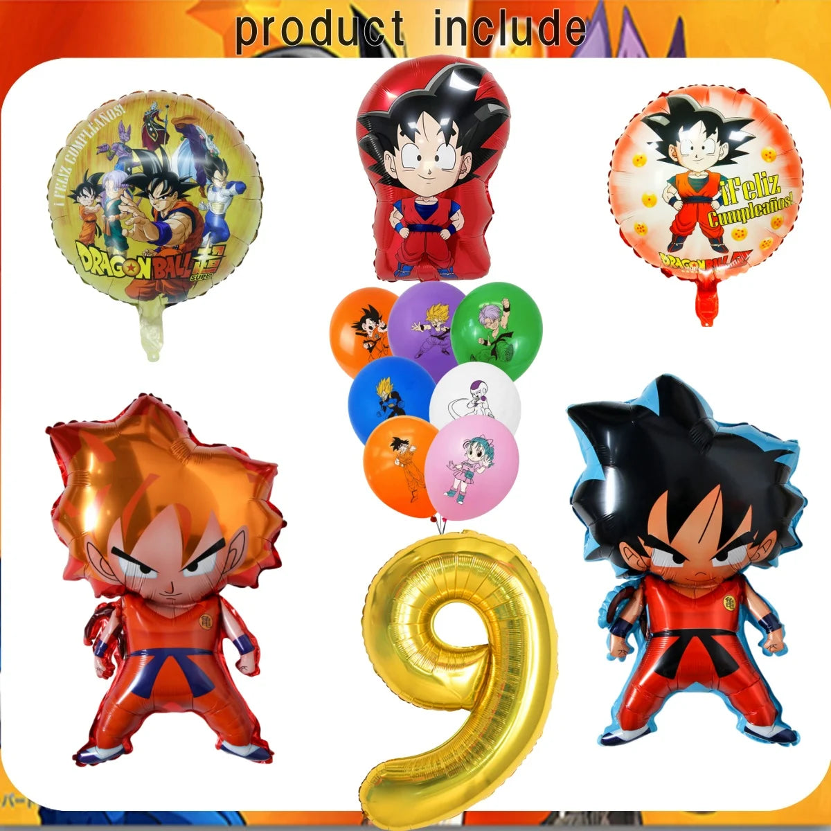 Dragon Ball Super Birthday Party Supplies - Goku Anime Theme Decorations - Disposable Tableware Set Includes Tablecloth, Plates, Cups, Balloons