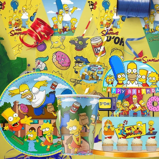 Disney The Simpsons Party Supplies Set - Kids' Birthday & Baby Shower Decorations - Includes Cups, Plates, Napkins - Perfect for Boys & Girls