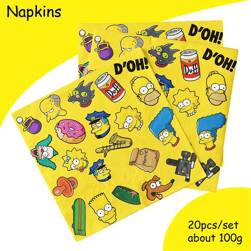 Disney The Simpsons Party Supplies Set - Kids' Birthday & Baby Shower Decorations - Includes Cups, Plates, Napkins - Perfect for Boys & Girls