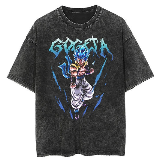 Dragon Ball Anime Graphic T-Shirt - Hip Hop Streetwear for Men - Washed Cotton, Oversized Summer Top - Vintage Style Short Sleeve Tee