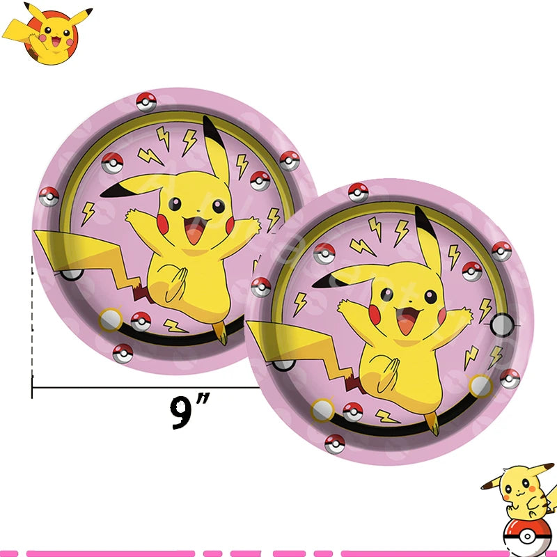 Pink Pikachu Pokemon Party Kit - Birthday & Baby Shower Decorations with Balloons, Stickers, Tablecloth, Cups, Plates - Complete Supplies Set