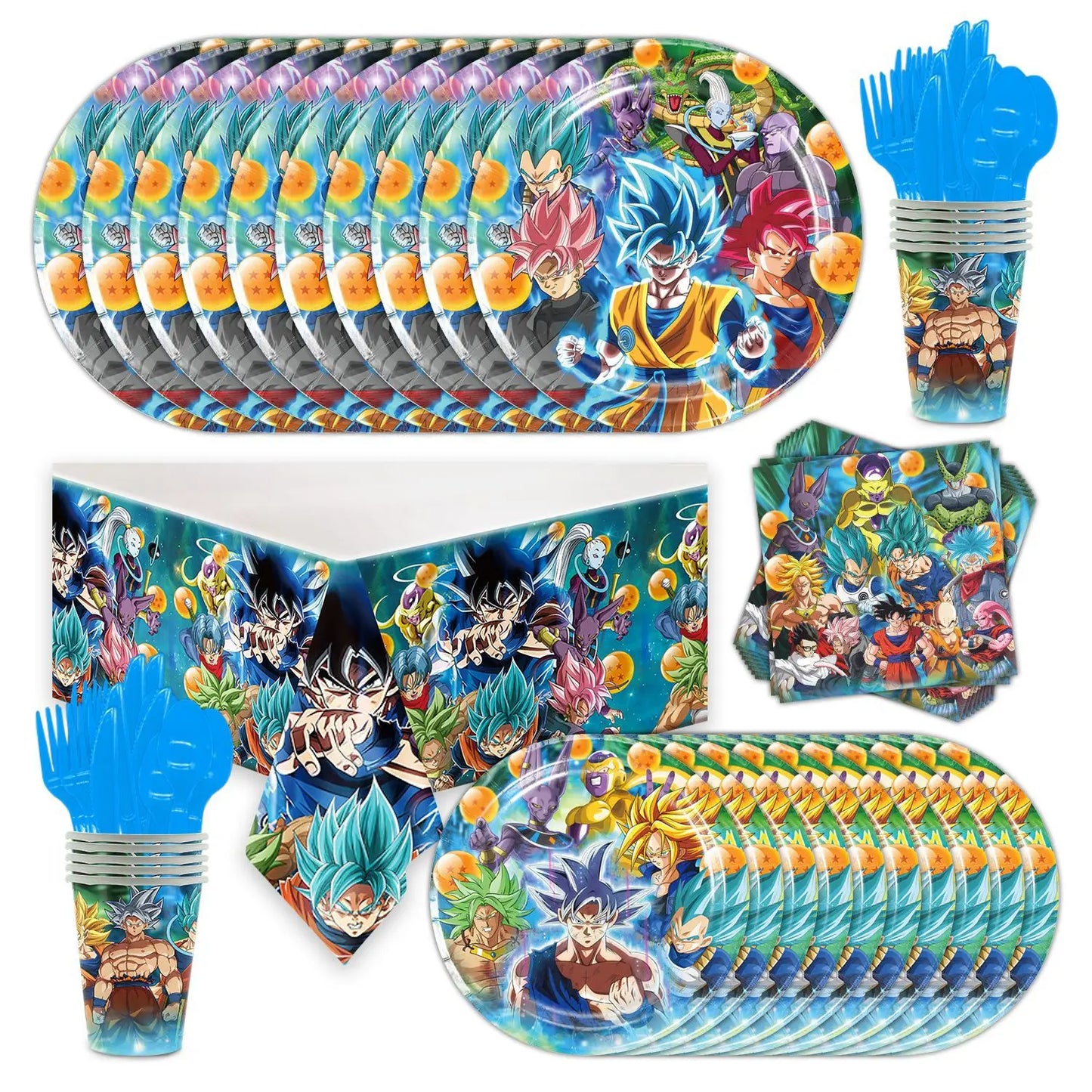 Anime Dragon Ball Birthday Party Decor Set - Includes Latex & Dragon Foil Balloons, Photo Backdrop Banner, Cake Topper - Perfect for Baby Showers & Celebrations