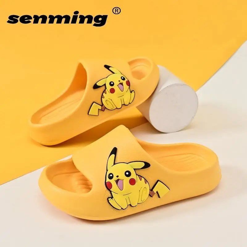 Pikachu Cartoon Non-Slip Slippers - Breathable Soft Bottom Sandals for Children & Adults - Summer Beach Shoes