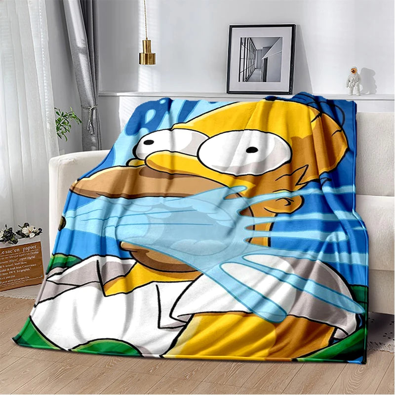 2025 New The Simpsons Cartoon Flannel Blanket - Soft, Comfortable Throw for Beds, Sofas, and Home - Perfect for Kids and Bedrooms