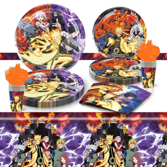 Naruto Series Anime Party Supplies - Children's Birthday Paper Tableware Set - Includes Plates, Cups, Napkins - Ideal for Baby Shower & Birthday Decorations