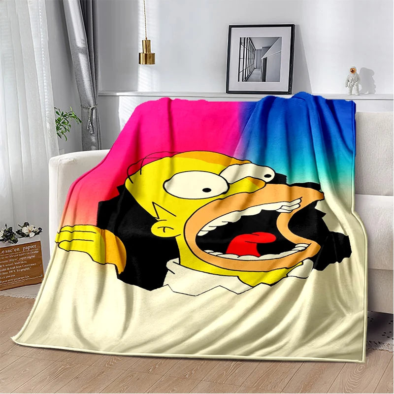 2025 New The Simpsons Cartoon Flannel Blanket - Soft, Comfortable Throw for Beds, Sofas, and Home - Perfect for Kids and Bedrooms