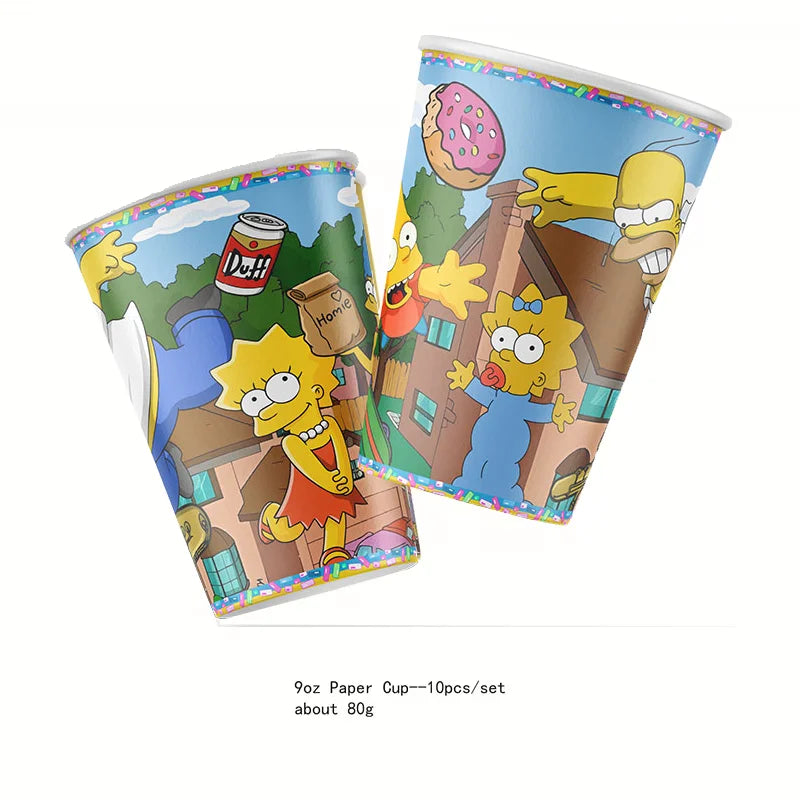 The Simpsons Party Supplies Set for Kids - Birthday Decorations with Disposable Tableware, Tablecloth, Cups, Plates