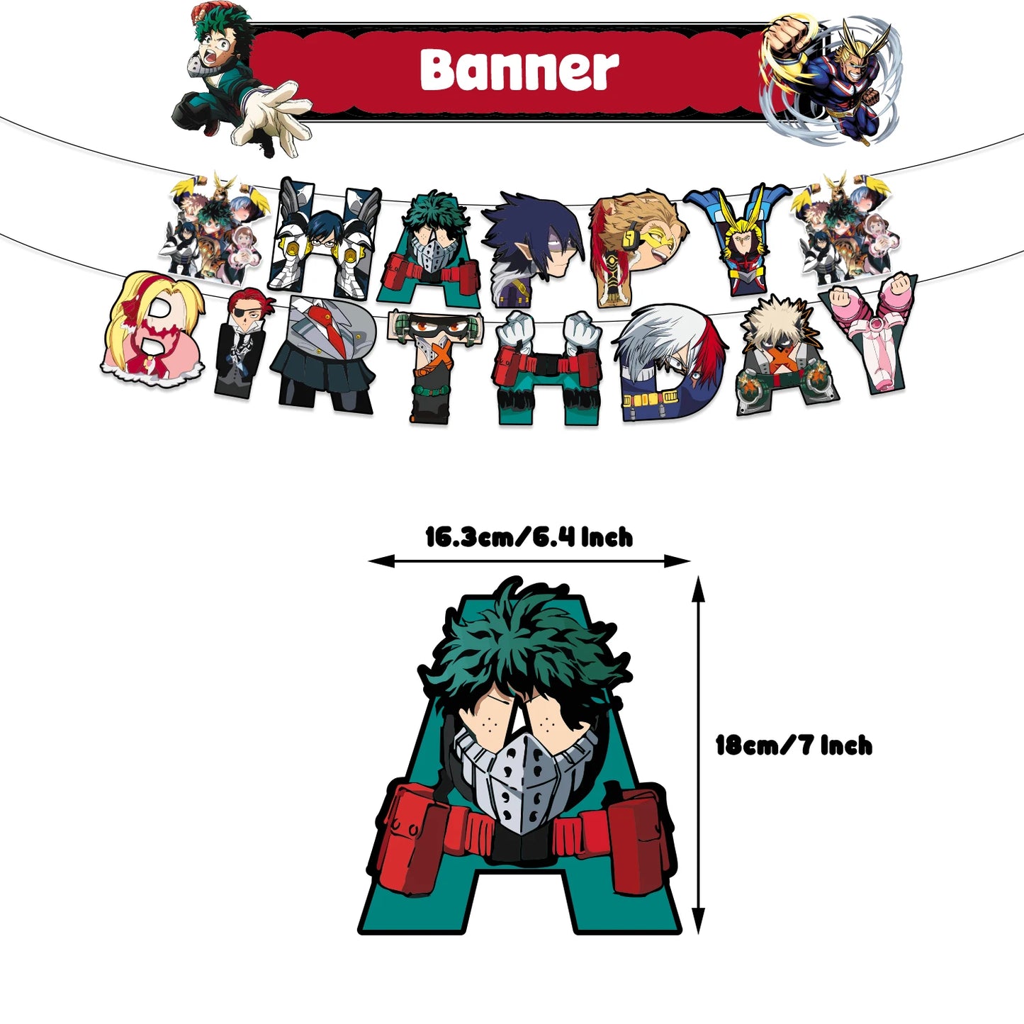 Hot Anime My Hero Academia Theme Kids Birthday Party Digital Balloon Banner Cake Topper Background Decoration Supplies