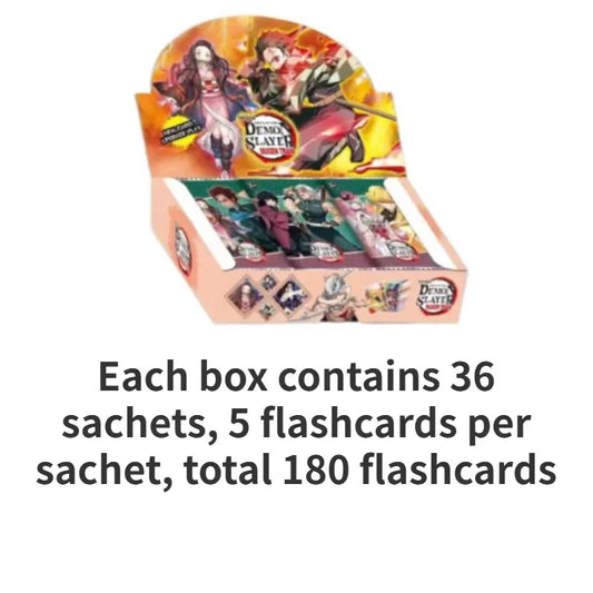 New Demon Slayer 180PCS Anime Cards Set - English Non-Repeating Flashcards with Table Game Deck Box - Featuring Demon Slayer- Ideal for Kids & Collectors