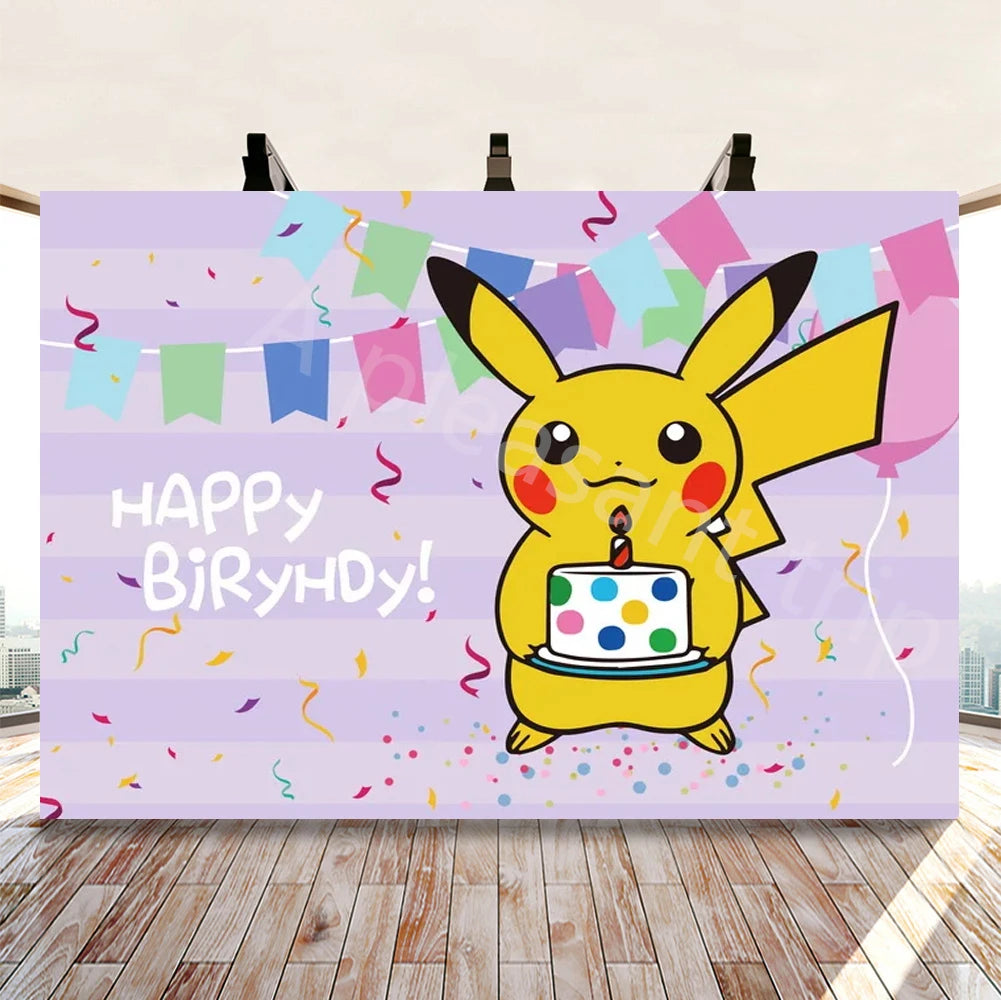 Pink Pikachu Pokemon Party Kit - Birthday & Baby Shower Decorations with Balloons, Stickers, Tablecloth, Cups, Plates - Complete Supplies Set