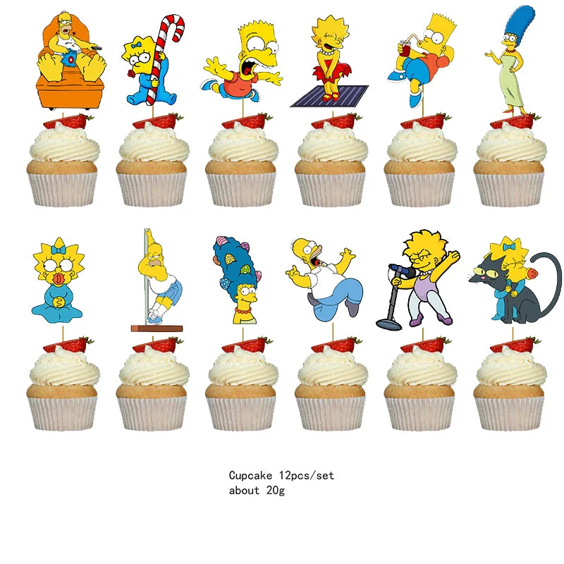 The Simpsons Party Supplies Set for Kids - Birthday Decorations with Disposable Tableware, Tablecloth, Cups, Plates