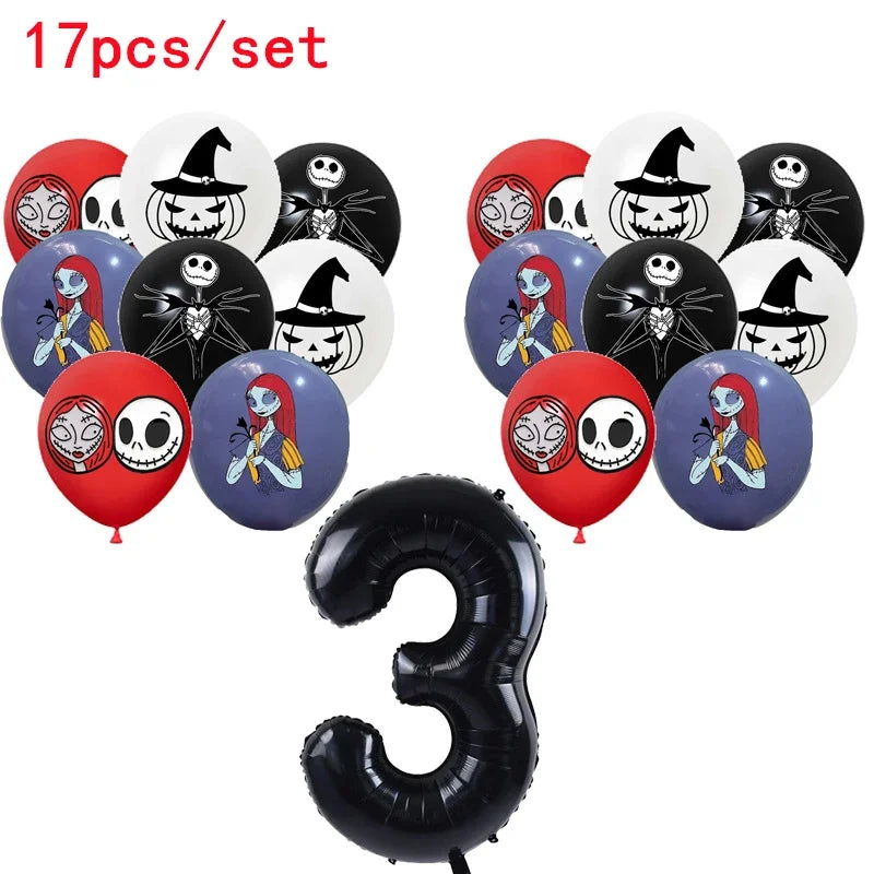 The Nightmare Before Christmas Party Supplies - Jack Skellington Theme Birthday Decorations - Includes Balloons, Banner, Tableware & Halloween Toys