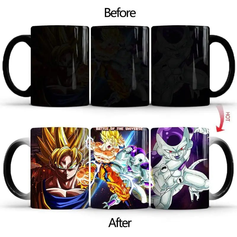 Dragon Ball Z Super GT Heat-Sensitive Color Changing Mug - Goku Cartoon Ceramic Coffee Cup - Creative Birthday Gift for Anime Fans