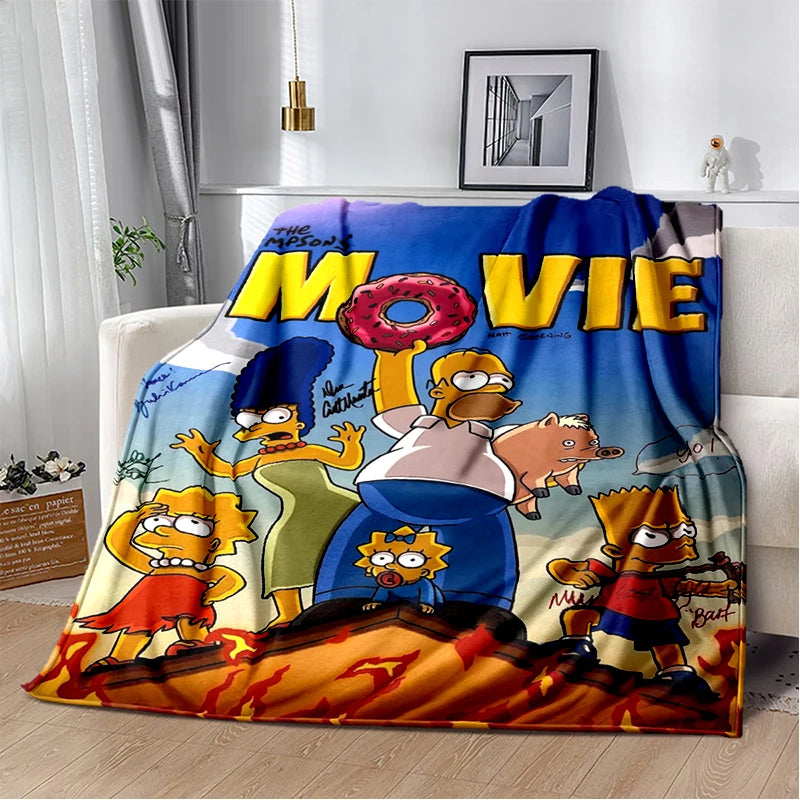 2025 New The Simpsons Cartoon Flannel Blanket - Soft, Comfortable Throw for Beds, Sofas, and Home - Perfect for Kids and Bedrooms