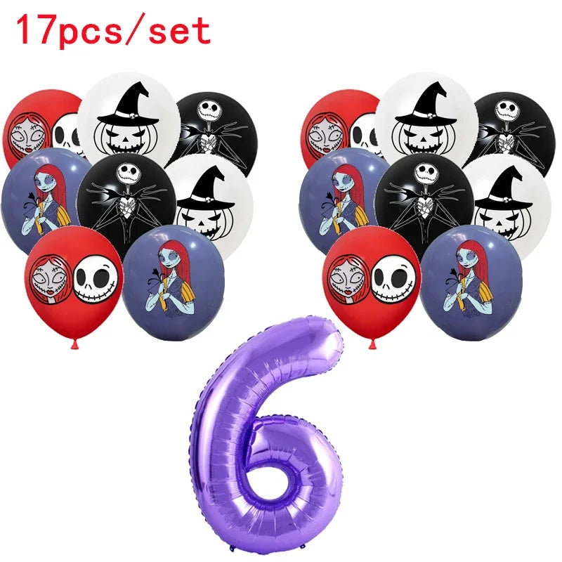 The Nightmare Before Christmas Party Supplies - Jack Skellington Theme Birthday Decorations - Includes Balloons, Banner, Tableware & Halloween Toys