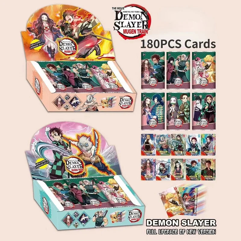 New Demon Slayer 180PCS Anime Cards Set - English Non-Repeating Flashcards with Table Game Deck Box - Featuring Demon Slayer- Ideal for Kids & Collectors