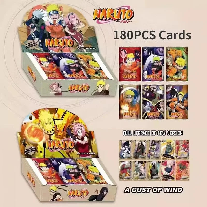 New Naruto 180PCS Anime Cards Set - English Non-Repeating Flashcards with Table Game Deck Box - Featuring Naruto - Ideal for Kids & Collectors